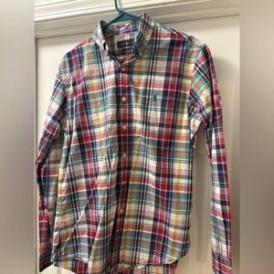 Ralph Lauren Men’s Red, Green, Navy, Yellow Plaid Button-Down Shirt